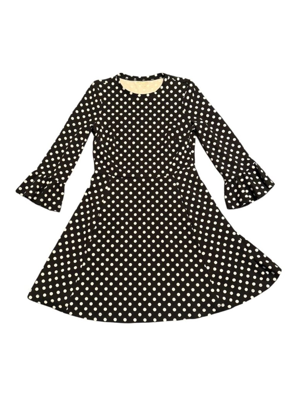 Kate Spade Dress Women Sz: S Black Polka Dot Bell Sleeve Fit Flare Knee Length